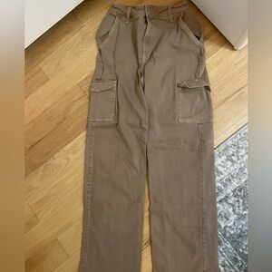Light Brown Hollister Ultra High-Rise Brown Cargo Dad Jeans